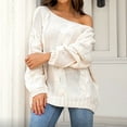 thumbnail image 1 of Women's Off Shoulder Oversized Sweaters Long Batwings Sleeve Cable Knit Pullover Jumper Tops Casual Loose Trendy Fall Sweaters, 1 of 6