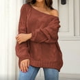 thumbnail image 1 of Women's Off Shoulder Oversized Sweaters Long Batwings Sleeve Cable Knit Pullover Jumper Tops Casual Loose Trendy Fall Sweaters, 1 of 6