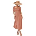 thumbnail image 1 of Women's Off Shoulder Puff Sleeve Maxi Dress Smocked Bodice Ninety Five % Polyester And Five % Spandex Casual Fabric, 1 of 16