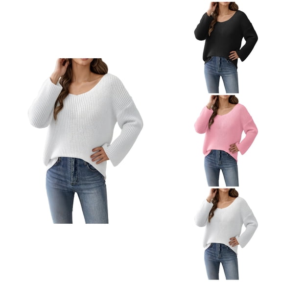 Women's Off Shoulder Pullover Sweater – Long Sleeve Loose Knit Top in Minimalist One-Shoulder Design