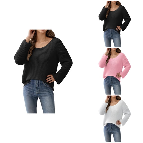 Women's Off Shoulder Pullover Sweater – Long Sleeve Loose Knit Top in Minimalist One-Shoulder Design