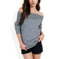thumbnail image 1 of Women's Off-Shoulder Ribbed Knit Sweater with Long Sleeves - X Large, Gray, 1 of 6
