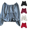 thumbnail image 1 of Women's Off Shoulder Ruffle Sequin Top - Pirate Style Blouse with Ruffled Hem for Festival Party, 1 of 4