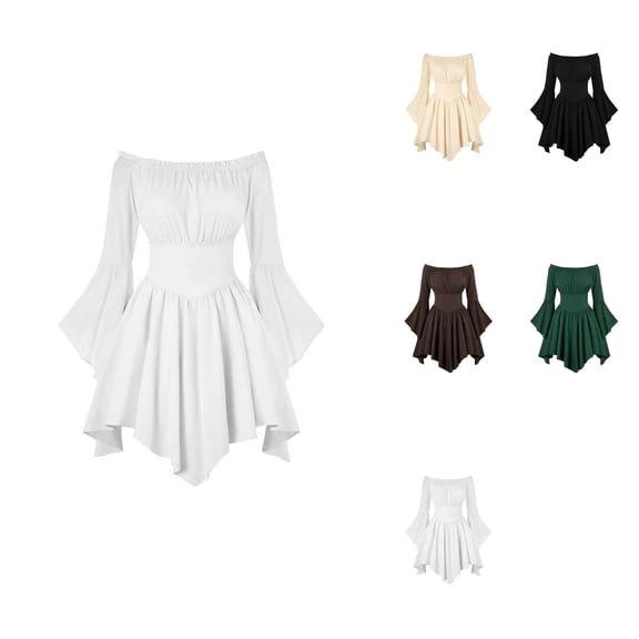 Women's Off Shoulder Ruffled Hem Flowy Boho Midi Dress, Casual Summer Halloween Gothic Floral Print Dress, Black Boho Style Fall Fashion