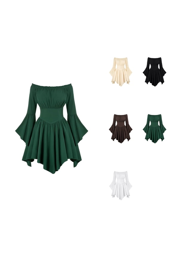 Women's Off Shoulder Ruffled Hem Flowy Boho Midi Dress, Casual Summer Halloween Gothic Floral Print Dress, Black Boho Style Fall Fashion