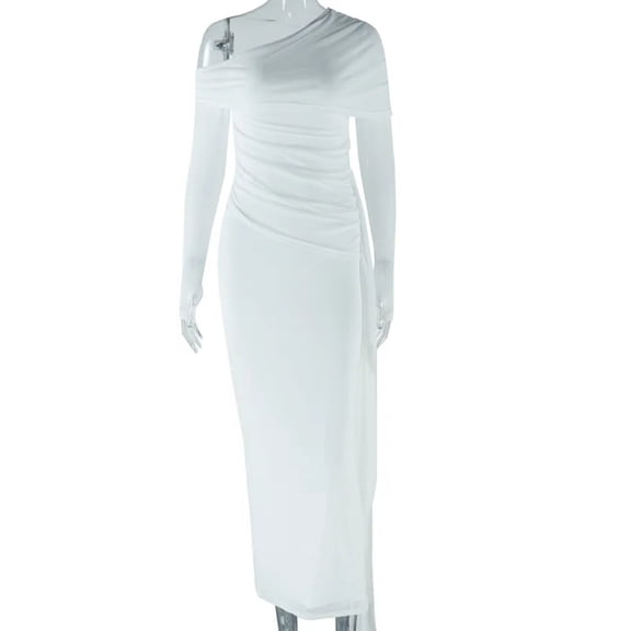 Women's Off Shoulder Slash Neck Long Sleeve Long Dress, Gauze Spliced, Ribbons Decoration, Sexy