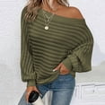 thumbnail image 1 of Women's Off Shoulder Sweater Batwing Sleeve Textured Knit Fall Fashion Tops(Army Green, L), 1 of 4