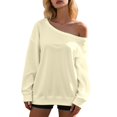 thumbnail image 1 of Women's Off Shoulder Sweatshirt Casual Long Sleeve Pullover for Everyday Comfort Spring Fall Winter Fashion Tops, 1 of 5