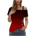 thumbnail image 1 of Women's Off-The-Shoulder Halter Neck Printed Button-Up Short Sleeve Blouse, Casual Summer Top, Lightweight and Stylish, Perfect for Vacation, Outdoor, Beach, and Everyday Wear, 1 of 5