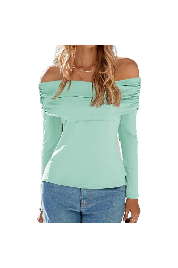 Women's Off The Shoulder Tops Long Sleeve Slim Fitted Y2K Sexy Going Out Nightout Blouse Shirts