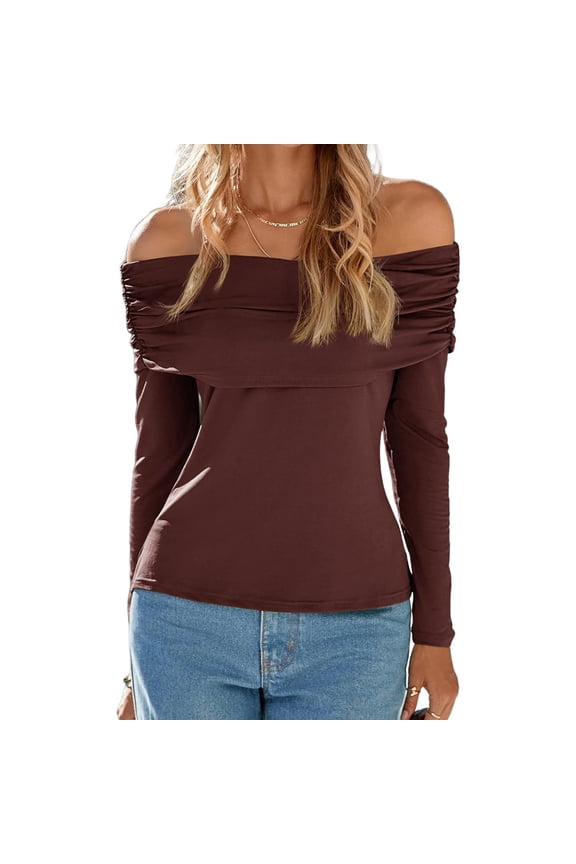 Women's Off The Shoulder Tops Long Sleeve Slim Fitted Y2K Sexy Going Out Nightout Blouse Shirts