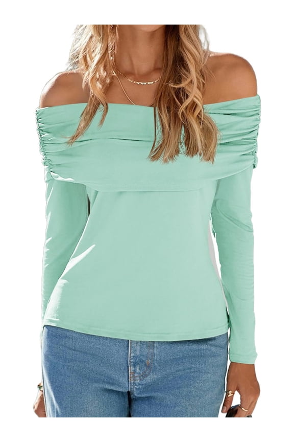 Women's Off The Shoulder Tops Long Sleeve Slim Fitted Y2K Sexy Going Out Nightout Blouse Shirts