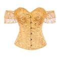 thumbnail image 1 of Women's Off-the-Shoulder Corset Top Ruffle Sleeve Sweetheart Neck Bustier Vintage Overbust Corset with Front Hook L, 1 of 5