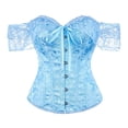 thumbnail image 1 of Women's Off-the-Shoulder Corset Top Ruffle Sleeve Sweetheart Neck Bustier Vintage Overbust Corset with Front Hook S, 1 of 5