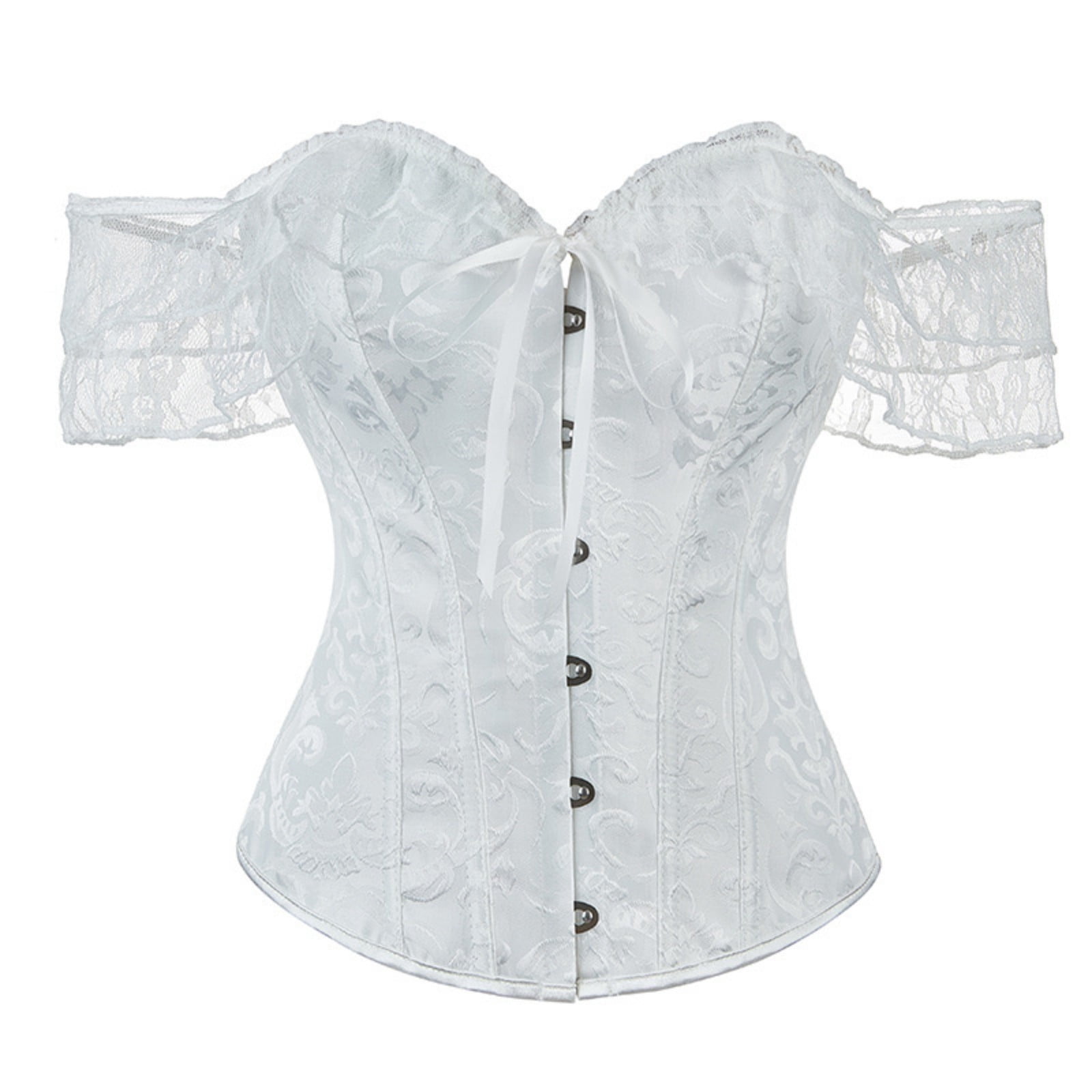 Women's Off-the-Shoulder Corset Top Ruffle Sleeve Sweetheart Neck