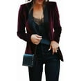 thumbnail image 1 of Women's Office Coat Solid Shawl Collar 1 Button Burgundy Velvet Blazer&nbsp;, 1 of 3