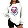 thumbnail image 1 of Women's Office-Friendly Christmas Sweatshirt Tees- Round Neck Thin Fleece Hoodless Top, Minimalist Santa Silhouette Print, Slim-Loose Fit Pullover, Work & Holiday Gatherings Gatherings, 1 of 5