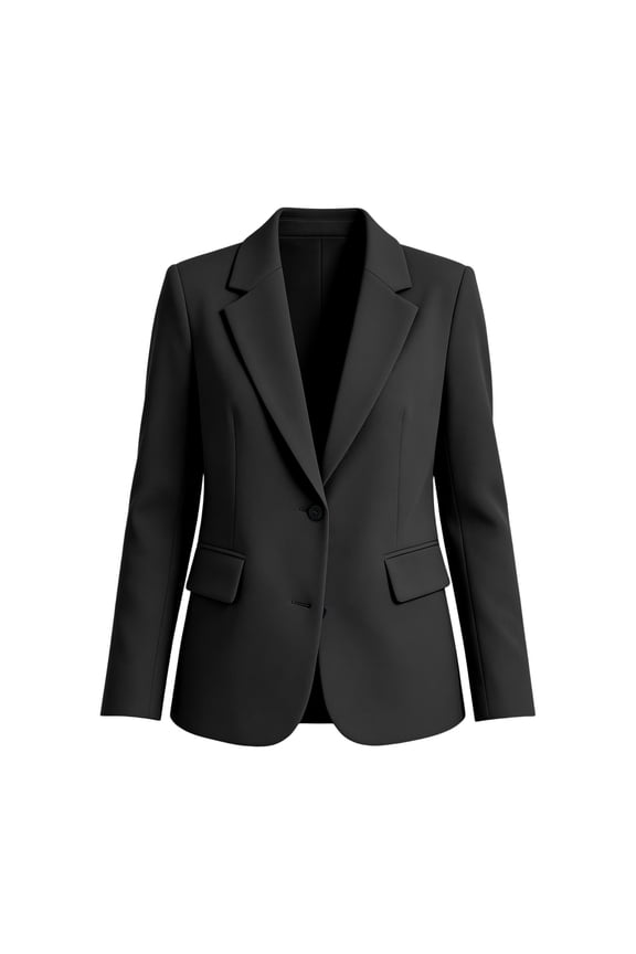 Women's Office Suit Blazer Long Sleeve Casual Business Jackets Lapel V Neck Button Down Commute Outwear With Pockets (M, Black)