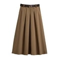 thumbnail image 1 of Women's Office Work Skirts High Waist Midi A-Line Pleated Skirts Plus Size Solid Color Business & Casual Long Skirts (XL, Khaki), 1 of 5