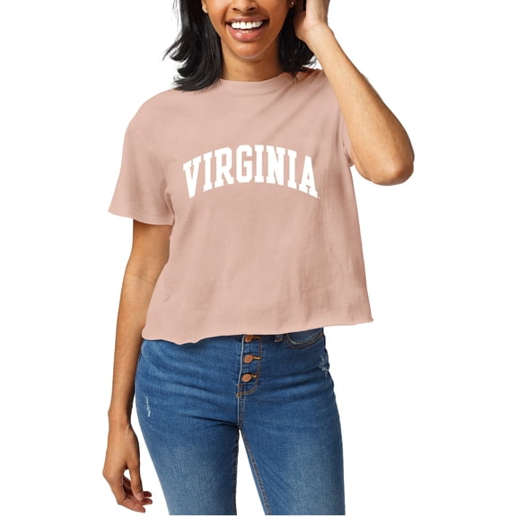 Women's Official League Light Pink Virginia Cavaliers Clothesline Cropped T-Shirt