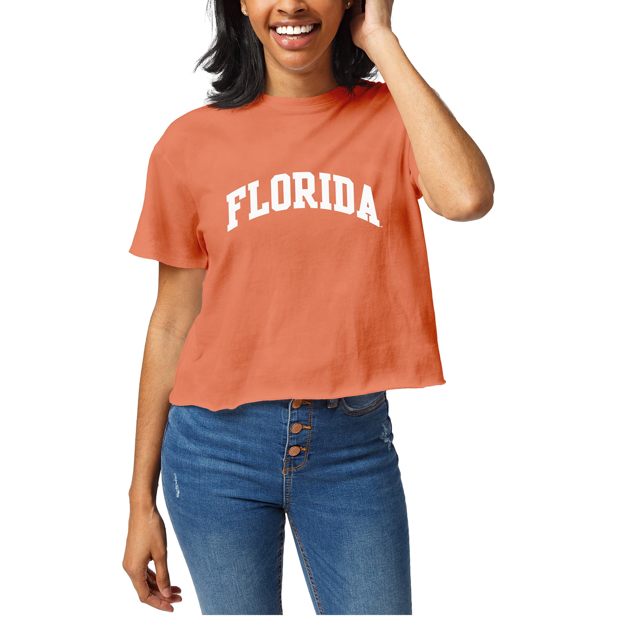 Women's Official League Orange Florida Gators Clothesline Cropped T