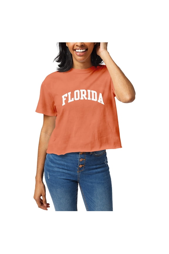 Women's Official League Orange Florida Gators Clothesline Cropped T-Shirt