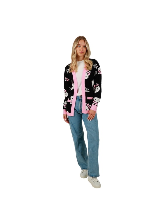 Women's Officially Licensed Hello Kitty Relaxed Fit Knit Cardigan-XXL