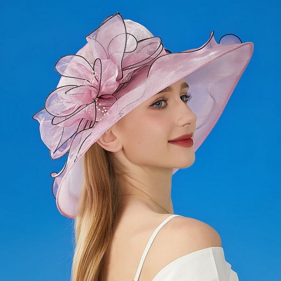 Women's Oganza Sun Hat Kentucky Derby Church Dress Hat for Tea Party Wedding