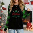 thumbnail image 1 of Women's "Oh Christmas Tree" Print Long Sleeve Top, Red Black Plaid Casual Festive Holiday Christmas Shirt, 1 of 4