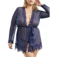 thumbnail image 1 of Women's Oh La La Cheri 1136X Plus Provence Eyelash Robe and G-String Set (Blue/Navy 3X-4X), 1 of 8