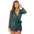 thumbnail image 1 of Women's Oh La La Cheri 9411136 Provence Eyelash Robe and G-String Set (Deep Teal S/M), 1 of 4