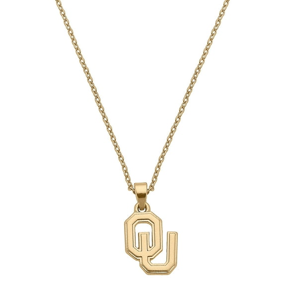 Women's CANVAS Style Oklahoma Sooners Gold Plated Pendant Necklace