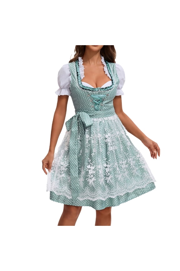 Women's Oktoberfest Carnival Costumes Dress German Bavarian Beer Girl Dirndl Dress Halloween Costumes