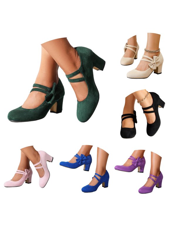 Women's Oktoberfest High Heels Round Toe Floral Dress Shoes for Fall Winter Parties