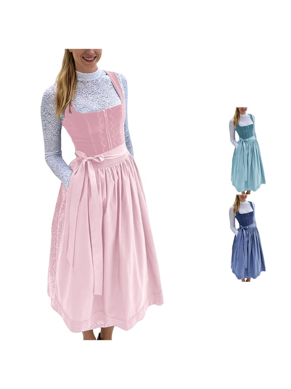 Women's Oktoberfest Traditional Dirndl Dress with Apron, Bavarian Festival Set
