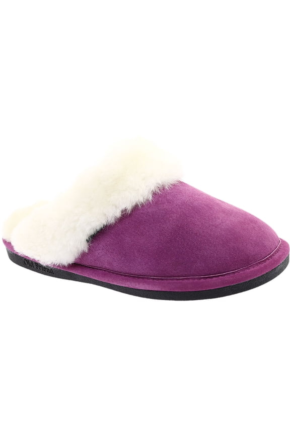Women's Old Friend Scuff Slipper Purple Leather 10 M