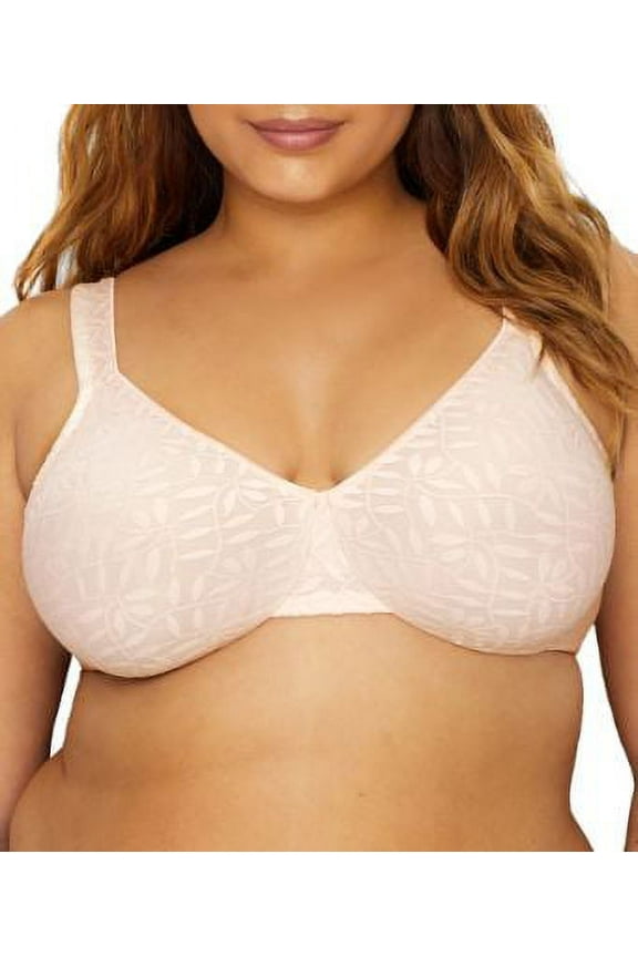 Women's Olga 35519 Lace Sheer Leaves Underwire Minimizer Bra (Rosewater 42D)