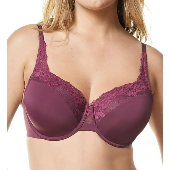 Women's Olga GF7961A Cloud 9 Lace Underwire Contour Bra (Mauve Wine 38DD)