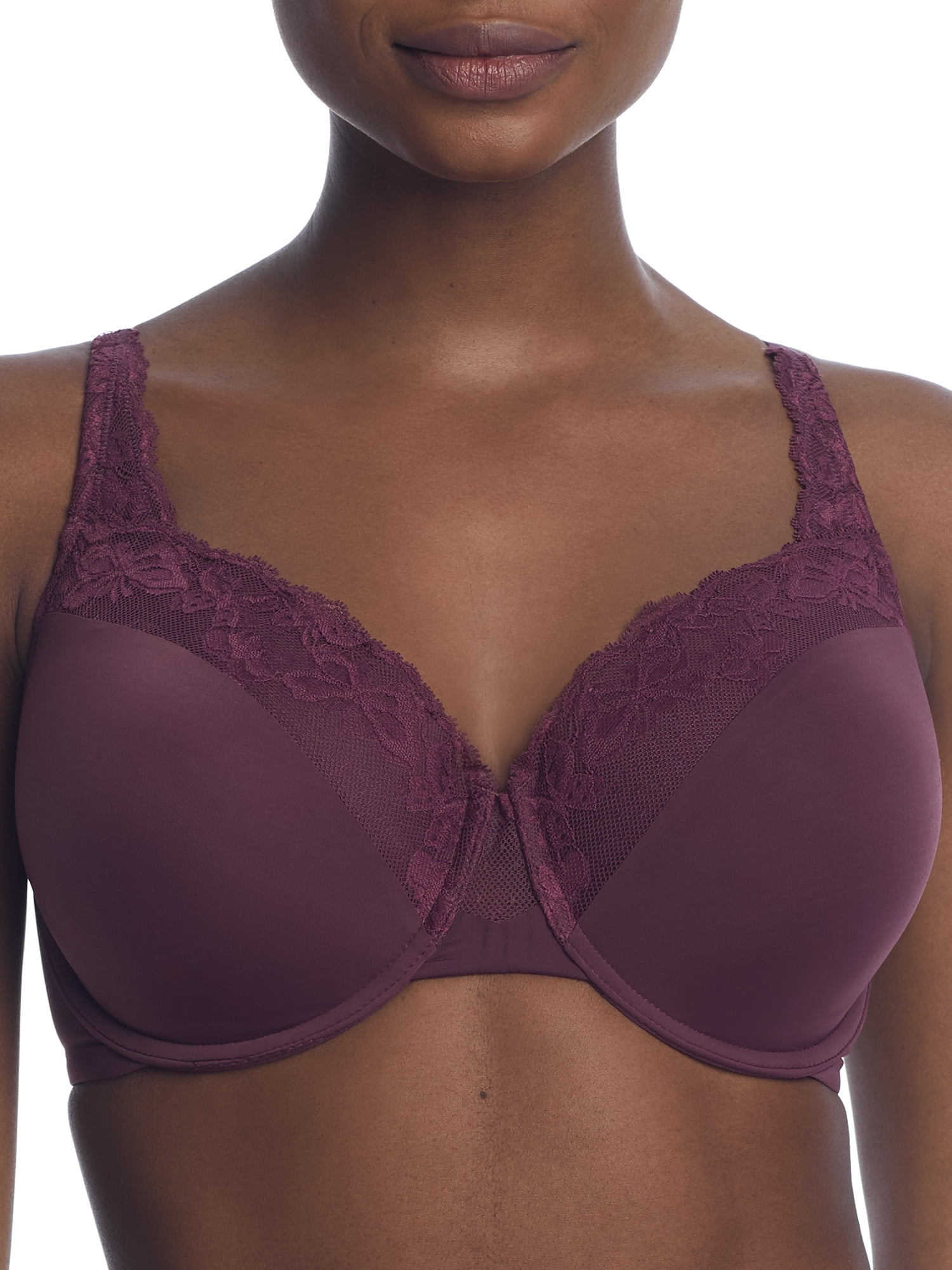 Women's Olga GF7961A Cloud 9 Lace Underwire Contour Bra (Mauve Wine 42C