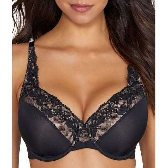 Women's Olga GF7961A Cloud 9 Lace Underwire Contour Bra (Rich Black 42C)