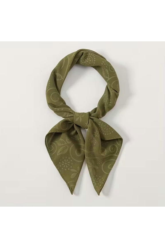 Women's Olive Green Square Scarf Leaf Floral Print 23.62x23.62 Inches Soft Lightweight Fashion Scarf for Casual and Formal Wear Machine Washable