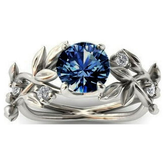 Women's Olive Leaf Blue Diamond Ring
