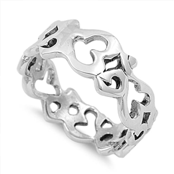 Women's Om Sign Eternity Ring .925 Sterling Silver Band Jewelry Female Male Unisex Size 8