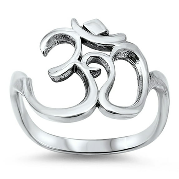 Women's Om Sign Symbol Open Ring .925 Sterling Silver Band Jewelry Female Male Unisex Size 10