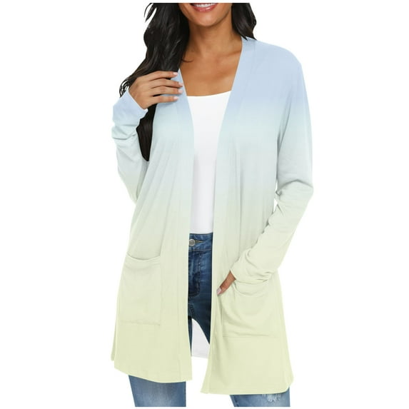 Women's Ombré Dream Cardigan – Lightweight Long Sleeve Cover-Up with Pockets | Gradient Dye Open Front Kimono (S-2X, Fall 2025 Must-Have)