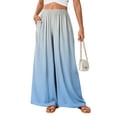 thumbnail image 1 of Women's Ombre Gradient Palazzo Pants, High Waisted Wide Leg Long Trousers with Pockets, Casual Summer Beach Flowy Skirt Pants, 1 of 6