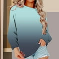 thumbnail image 1 of Women's Ombre Gradient Sweatshirt, Drop Shoulder Crewneck Pullover, Color Fade Long Sleeve Top, Casual Color Transition Blouse, Soft Stretch Knit Comfort Wear Grey M, 1 of 10
