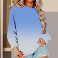 thumbnail image 1 of Women's Ombre Gradient Sweatshirt, Drop Shoulder Crewneck Pullover, Color Fade Long Sleeve Top, Casual Color Transition Blouse, Soft Stretch Knit Comfort Wear Blue L, 1 of 10