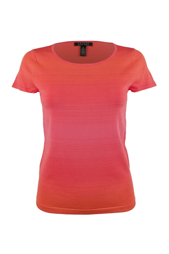 Women's Ombre Knit Short Sleeve Shirt PM Large