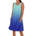 thumbnail image 1 of Women's Ombre Print Sleeveless Tank Dress Loose Fit Beach Dress with Contrast Binding and Side Pockets for Summer Festivals,Royal Blue XL, 1 of 5